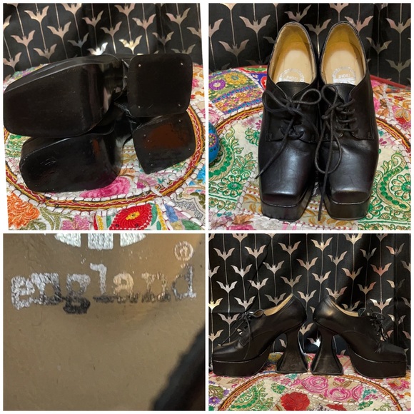 90s platform Gothic shoes vintage pikes witch heel - Picture 5 of 5